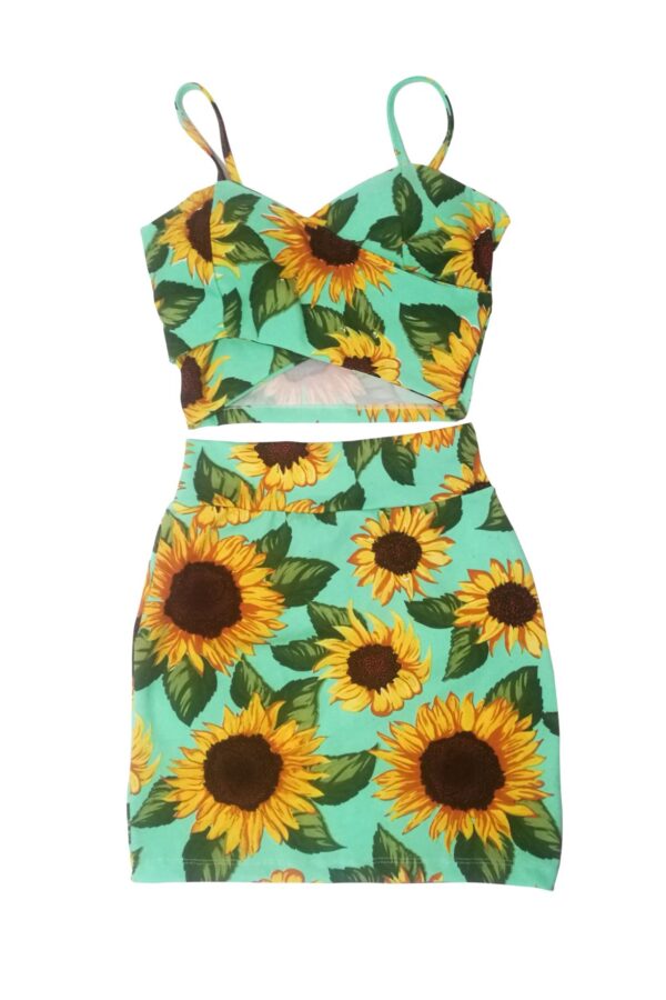 Conjunto Girassol Cropped + Saia